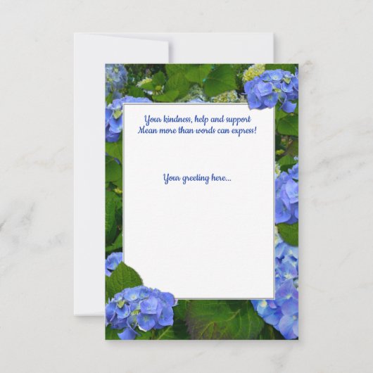 Blue Hydrangea Christelijk Friend Custom Text Bedankkaart (Achterkant)