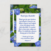 Blue Hydrangea Christelijk Friend Custom Text Bedankkaart (Voorkant / Achterkant)