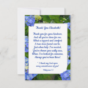 Blue Hydrangea Christelijk Friend Custom Text Bedankkaart