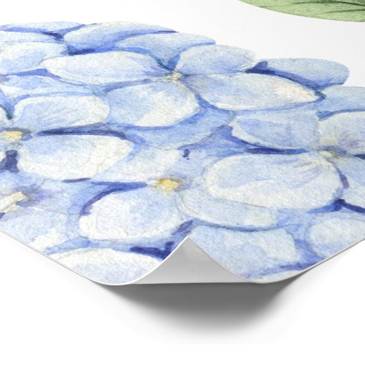 Blue Hydrangea Classic Border, XL Wedding Welcome Poster (Hoek)