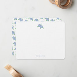 Blue Hydrangea Classic Coastal gepersonaliseerd Notitiekaartje