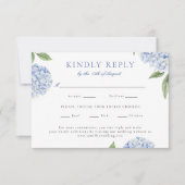 Blue Hydrangea Classic Food Choice Trouwantwoord RSVP Kaartje (Voorkant)