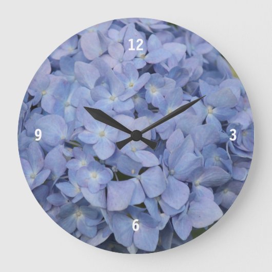 Blue Hydrangea Clock Grote Klok (Voorkant)