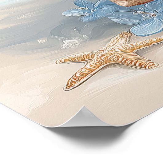 Blue Hydrangea Coastal Beach | Beach Poster (Hoek)