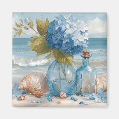 Blue Hydrangea Coastal Beach Kitchen Magnet (Voorkant)