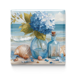 Blue Hydrangea Coastal Beach Kitchen Magnet
