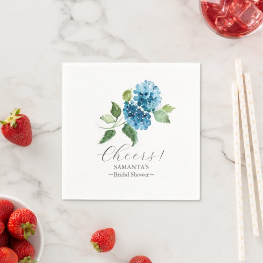 Blue Hydrangea Cocktail Napkins Servet (Insitu)
