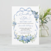 Blue Hydrangea Coquette Something Blue Bridal Kaart (Staand voorkant)