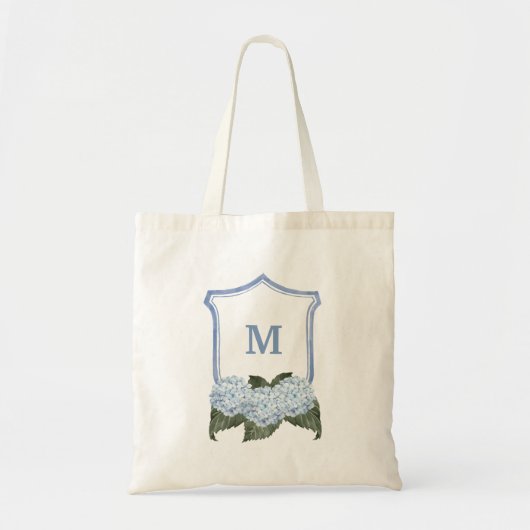 Blue Hydrangea Crest en mand gepersonaliseerd Tote Bag (Voorkant)