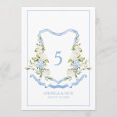 Blue Hydrangea Crest Monogram Card Kaart (Voorkant)