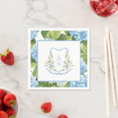 Blue Hydrangea Crest Monogram Servet (Insitu)