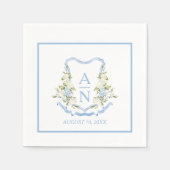 Blue Hydrangea Crest Monogram Simple Servet (Voorkant)