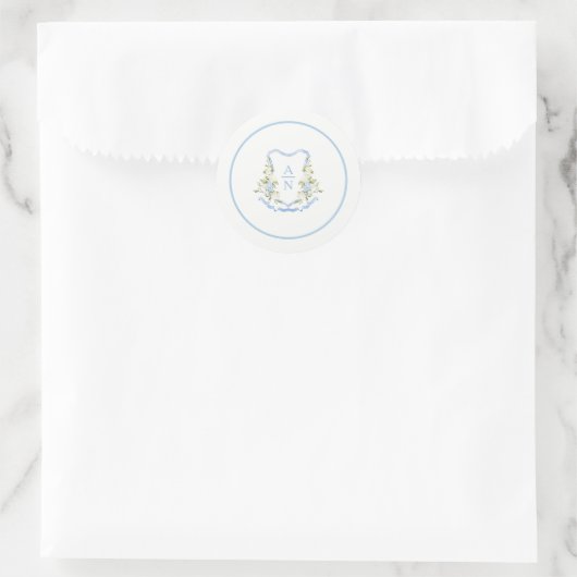 Blue Hydrangea Crest Monogram Stickers Simple (Tas)