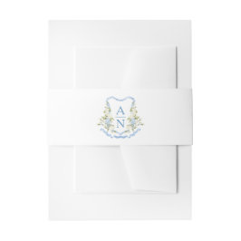 Blue Hydrangea Crest Monogram Uitnodigingen Wikkel