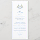 Blue Hydrangea Crest Monogram Wedding Menu (Voorkant)