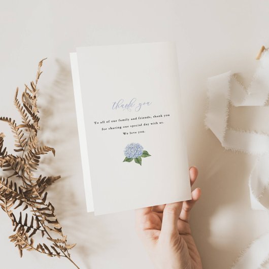 Blue Hydrangea Crest Paper Boekje Trouwprogramma Flyer
