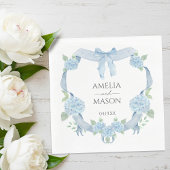 Blue Hydrangea Crest Watercolor Paper Wedding Servet