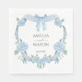 Blue Hydrangea Crest Watercolor Paper Wedding Servet (Voorkant)