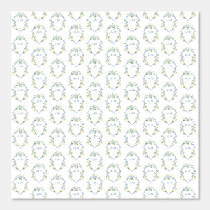 Blue Hydrangea Crest Wedding Monogram  Behang