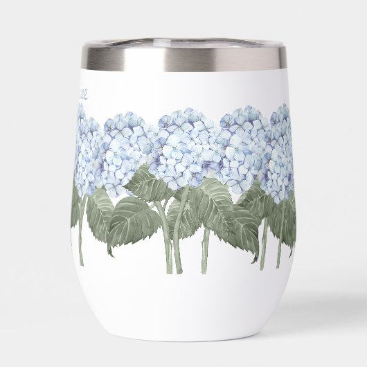 Blue Hydrangea Custom Naam Geïsoleerde Wijntrommel (Achterkant)