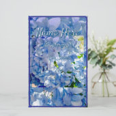Blue Hydrangea Custom Name Address Briefpapier (Staand voorkant)