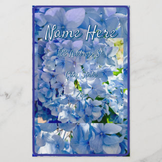 Blue Hydrangea Custom Name Address Briefpapier