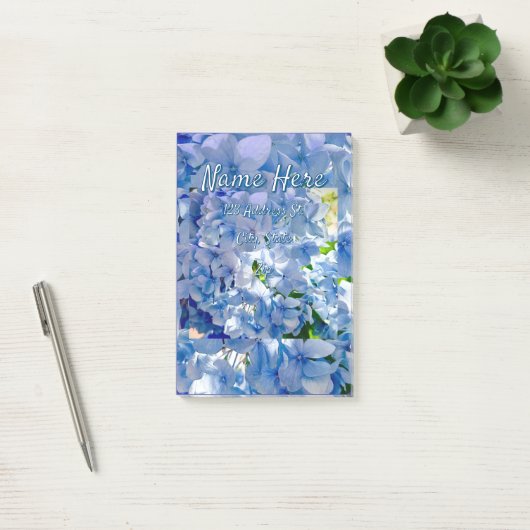 Blue Hydrangea Custom Name Address Post-it® Notes (Kantoor)