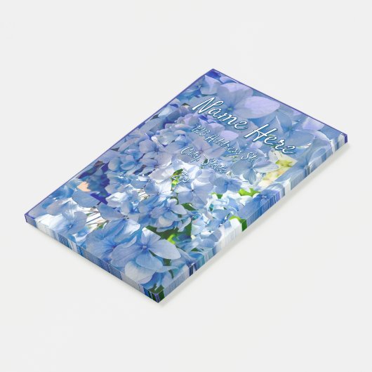 Blue Hydrangea Custom Name Address Post-it® Notes (Schuin)