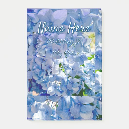 Blue Hydrangea Custom Name Address Post-it® Notes (Voorkant)