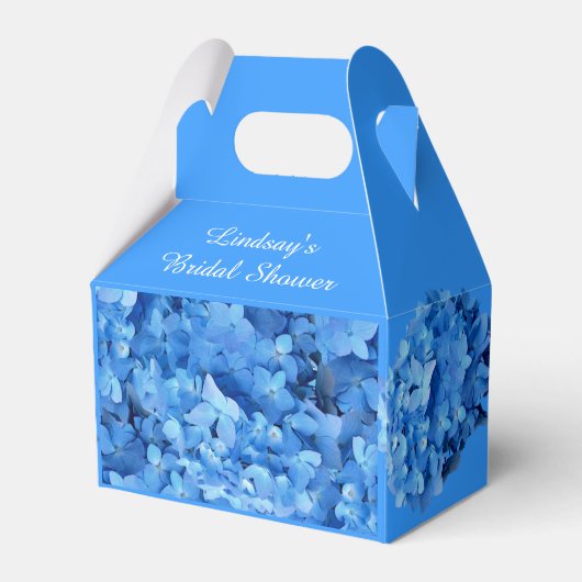 Blue Hydrangea Custom Vrijgezellenfeest Favor Box Bedankdoosjes (Voorkant Zijde)
