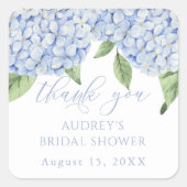 Blue Hydrangea Dank u Gepersonaliseerd Vrijgezelle Vierkante Sticker (Voorkant)