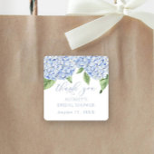 Blue Hydrangea Dank u Gepersonaliseerd Vrijgezelle Vierkante Sticker
