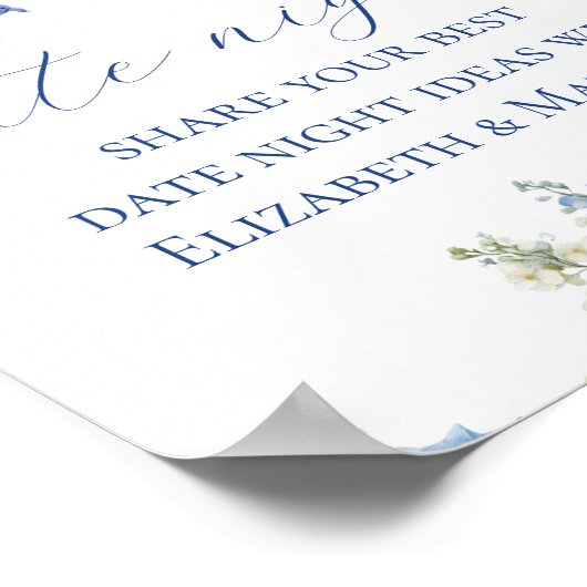 Blue Hydrangea Date Night Jar Ideeën Trouwbord Poster (Hoek)