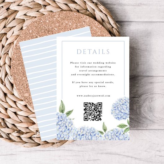 Blue Hydrangea Details met QR Code Small Informatiekaartje