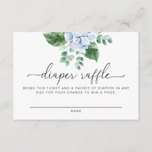 Blue Hydrangea Diaper Raffle Ticket Enclosure Kaar Informatiekaartje