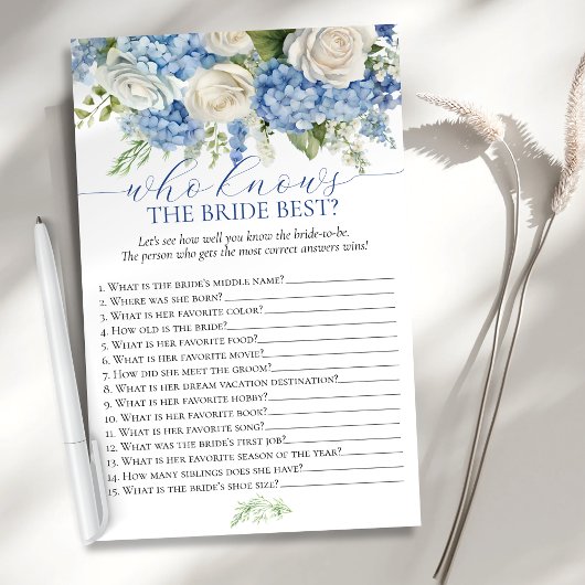 Blue Hydrangea die weet bruid beste douche spel Flyer