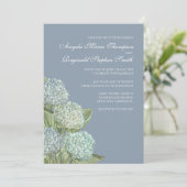 Blue Hydrangea/ Dusty Blue Back Wedding Invitation Kaart (Staand voorkant)