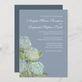 Blue Hydrangea/ Dusty Blue Back Wedding Invitation Kaart (Voorkant / Achterkant)