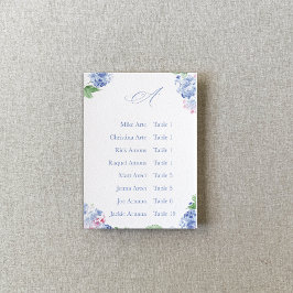 Blue Hydrangea Elegant Alphabetic Seating Charts Kaart