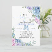 Blue Hydrangea elegant baby shower Kaart (Staand voorkant)