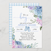 Blue Hydrangea elegant baby shower Kaart (Voorkant / Achterkant)