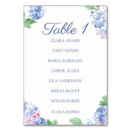Blue Hydrangea Elegant Numeric Seating Charts Kaart