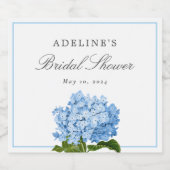 Blue Hydrangea Elegant Vrijgezellenfeest Sparkling Wijnetiket (Enkel label)