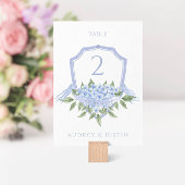 Blue Hydrangea Elegante Waterverf Wedding Crest Kaart