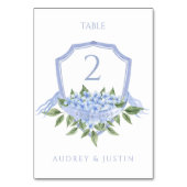 Blue Hydrangea Elegante Waterverf Wedding Crest Kaart (Voorkant)
