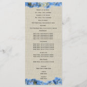 Blue Hydrangea en Burlap huwelijksprogramma Programmakaart (Achterkant)