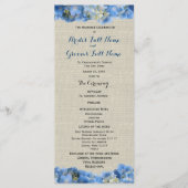 Blue Hydrangea en Burlap huwelijksprogramma Programmakaart (Voorkant)