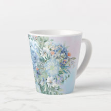 Blue Hydrangea en Floral Latte Mok