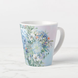 Blue Hydrangea en Floral Latte Mok