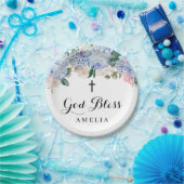 Blue Hydrangea en Ivory Rozen godslasterlijk hands Papieren Bordje (Feest)